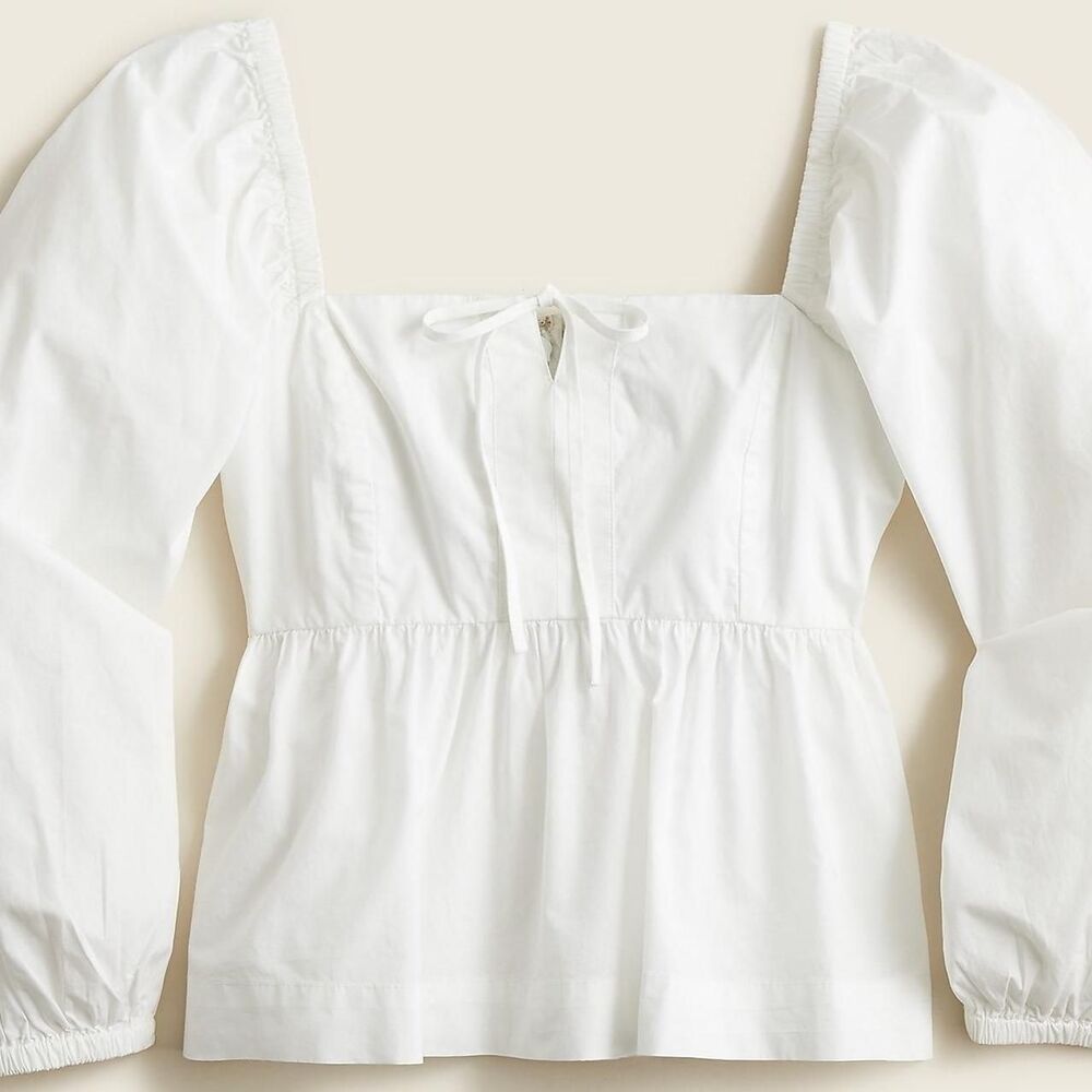 J Crew Square Neck Poplin Top Womens Size 6 100 Percent Cotton Blouse